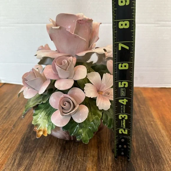 1950s Vintage Capodimonte Italian Porcelain Flower Topiary Bouquet Centerpiece -